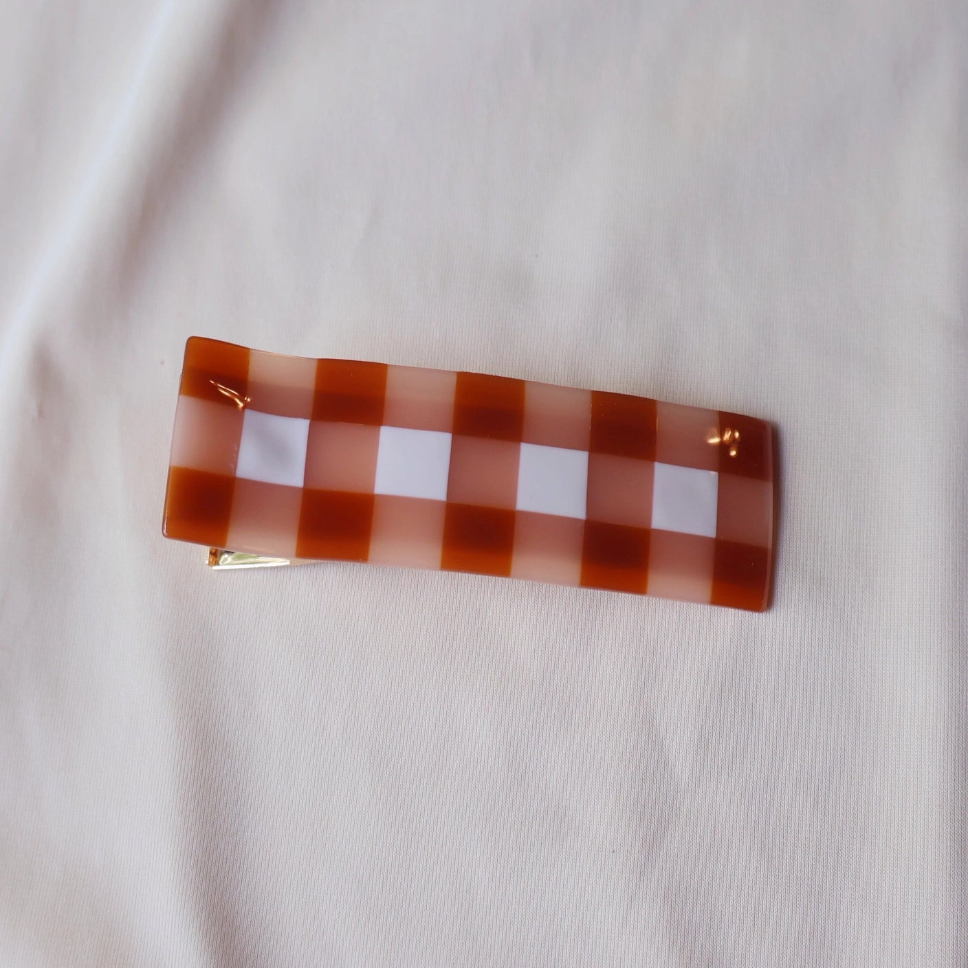 Gingham Alligator Clip