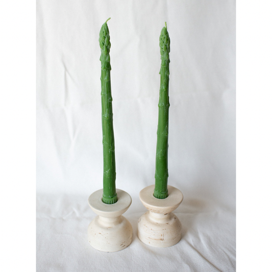 Beeswax Asparagus Candle Taper Pair