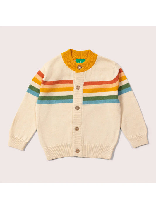 Oatmeal Rainbow Stripes Knitted Cardigan