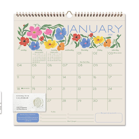 2026 Garden Party 12 Month Classic Grid Calendar