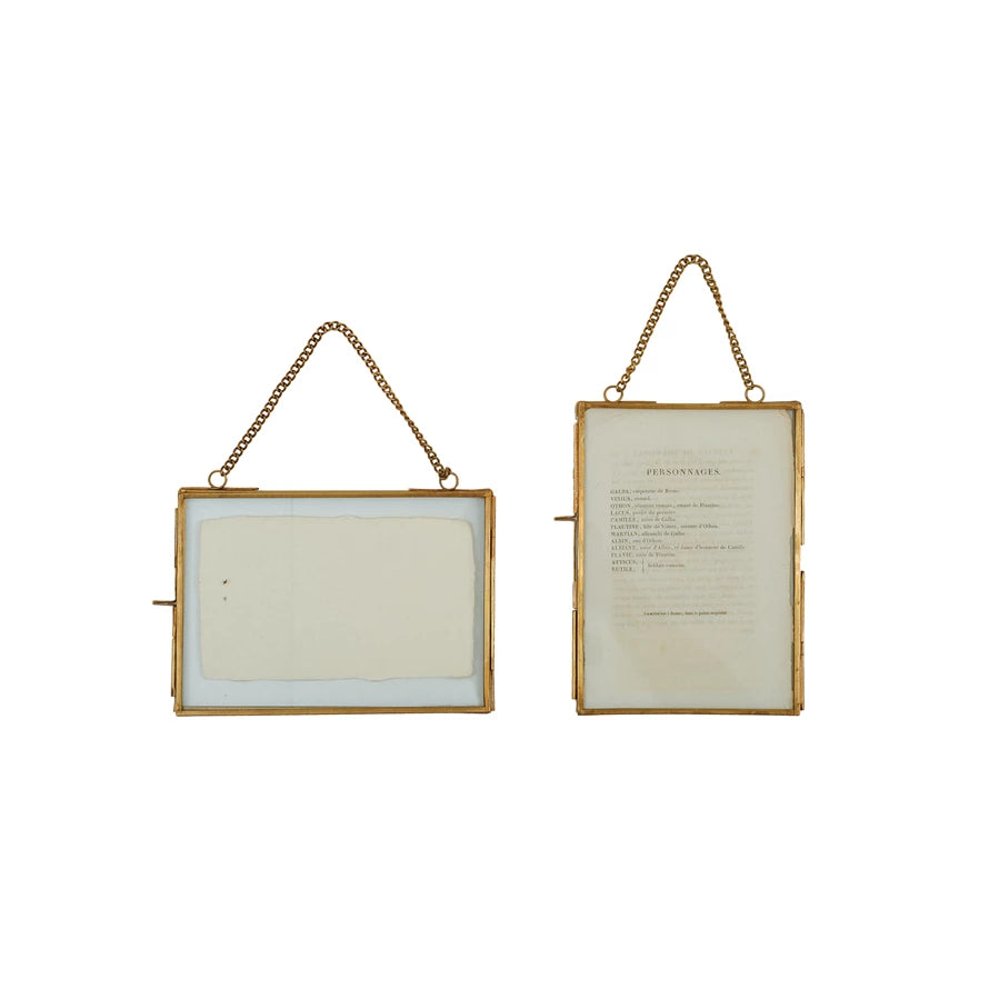 Glass and Brass Frame with Chain
