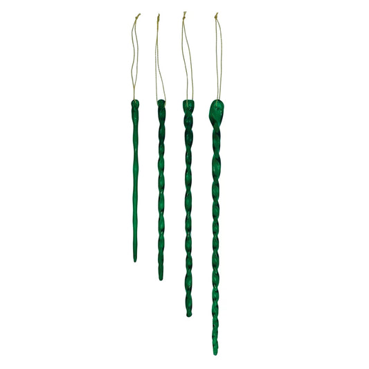Handmade Dark Green Glass Icicle Ornaments