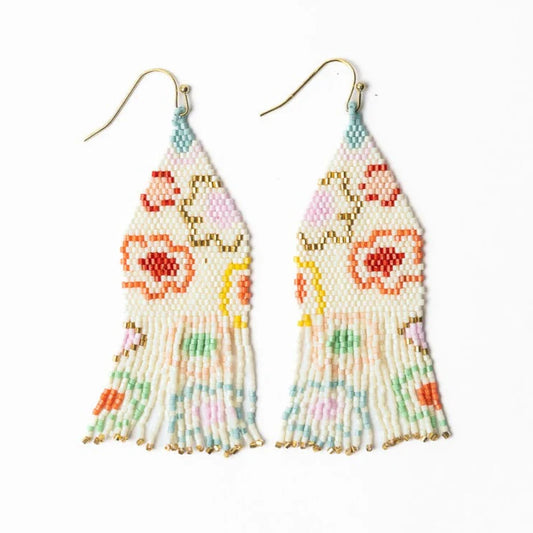 Delilah Poppies Beaded Fringe Earrings