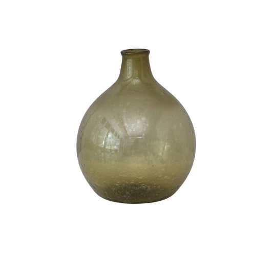 Olive Green Hand Blown Glass Vase