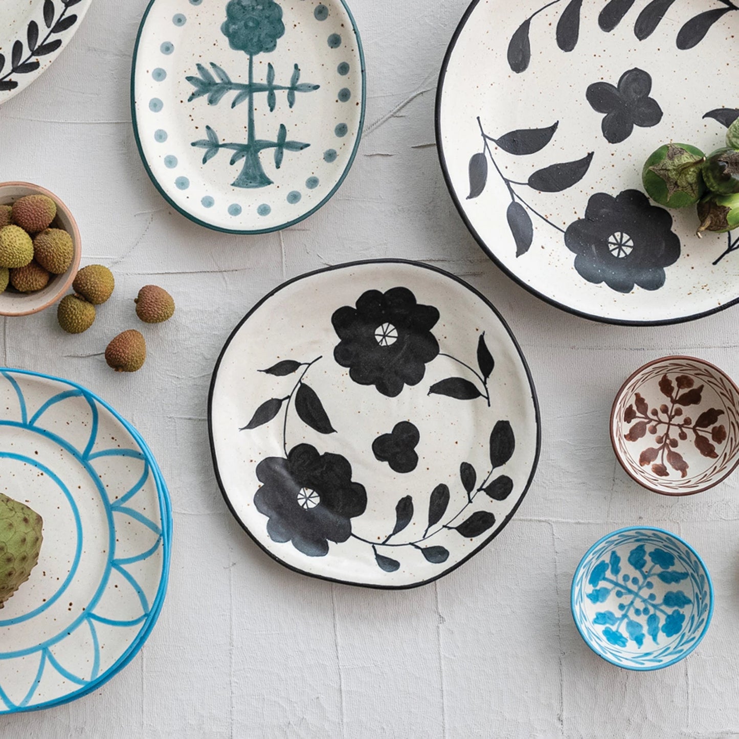 Handpainted Floral Stoneware Platter