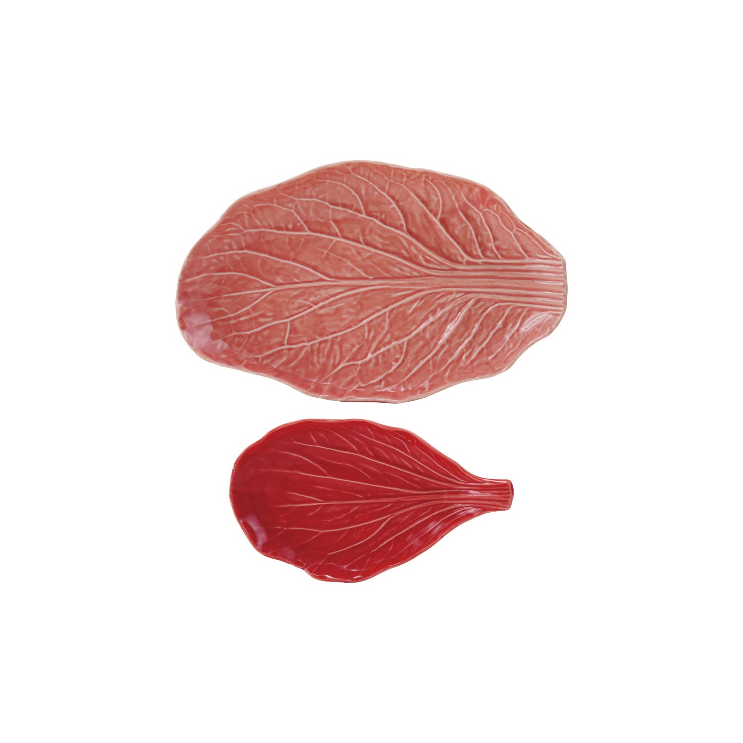 Stoneware Cabbage Shaped Plates, Reactive Glaze, Set of 2 (Each One Will Vary)