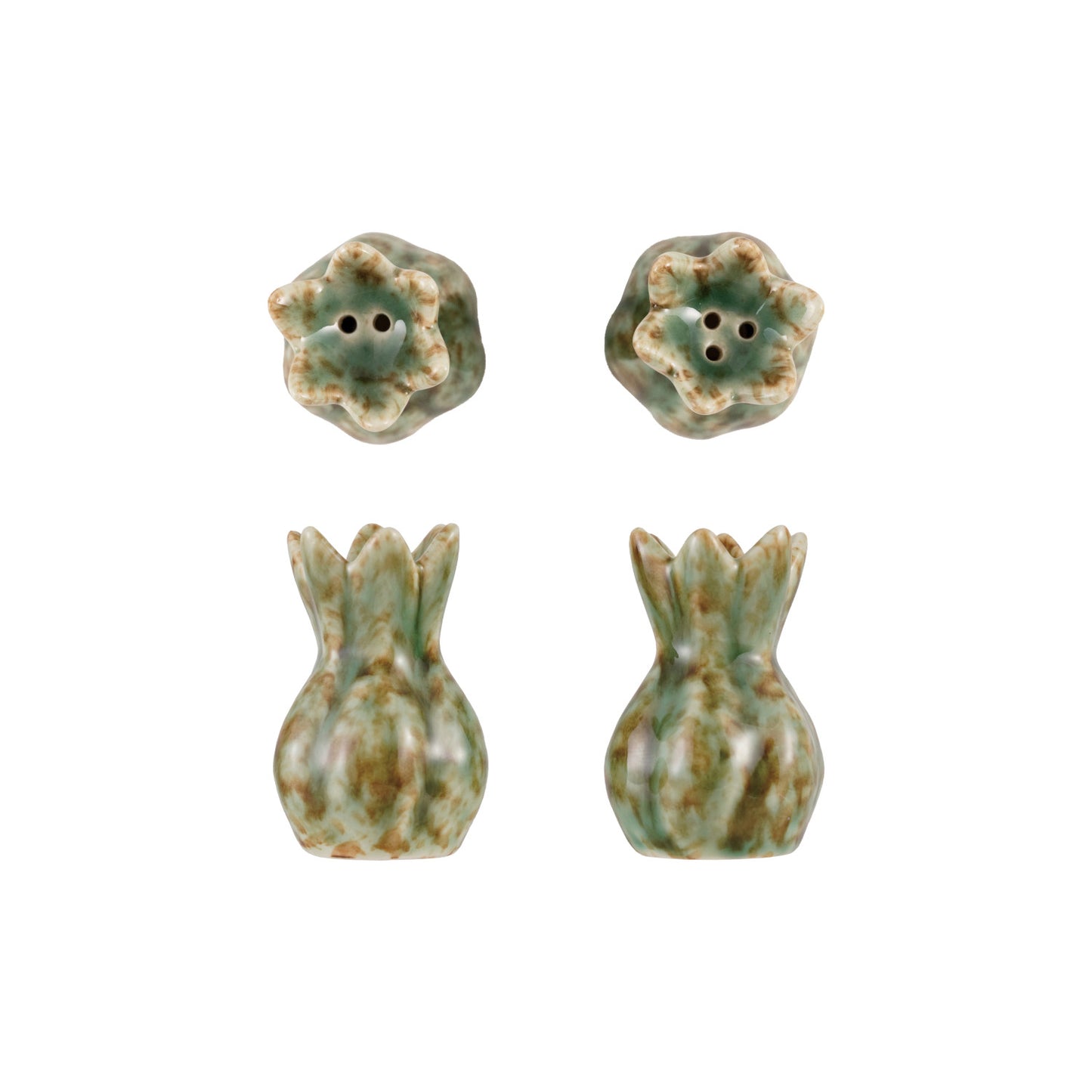 Stoneware Flower Shaped Salt & Pepper Shakers
