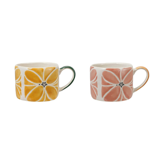 10 oz. Stoneware Mug with Wax Relief Design, 2 Styles