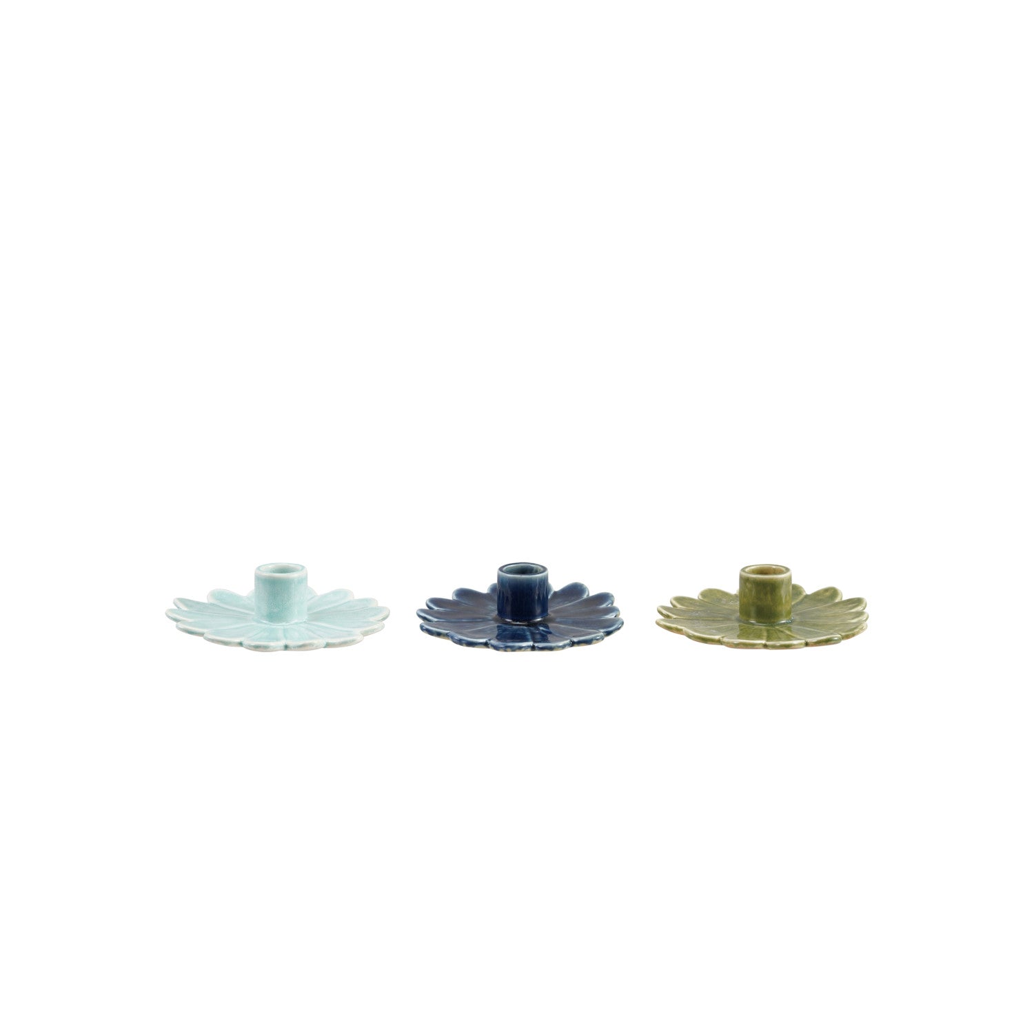 Stoneware Flower Shaped Taper Holder, 3 Colors (Each One Will Vary)