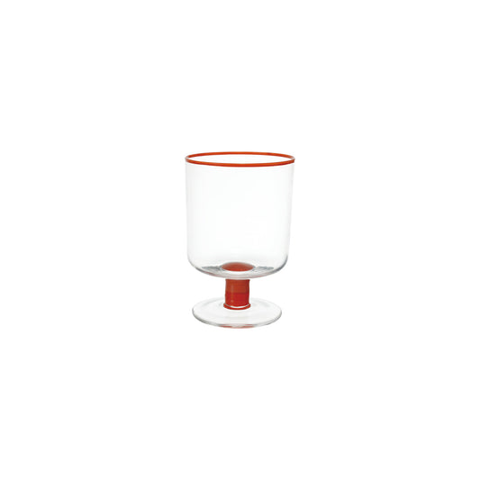8 oz. Drinking Glass with Colored Rim & Striped Stem, Orange Color & Pink