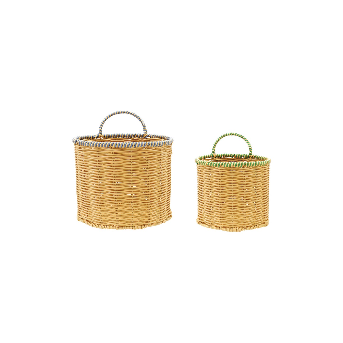 Woven Plastic Baskets with Colored Edge & Handle