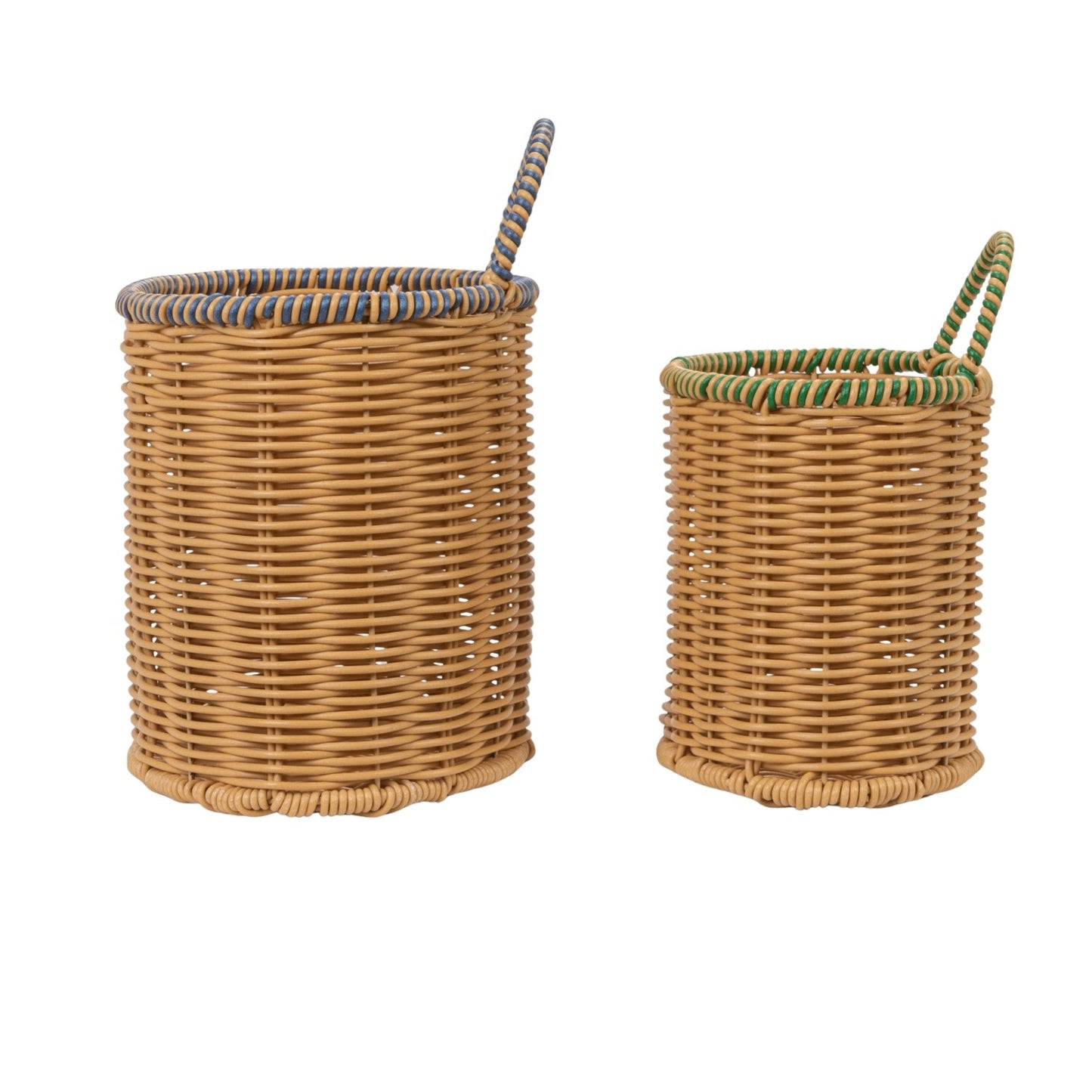 Woven Plastic Baskets with Colored Edge & Handle
