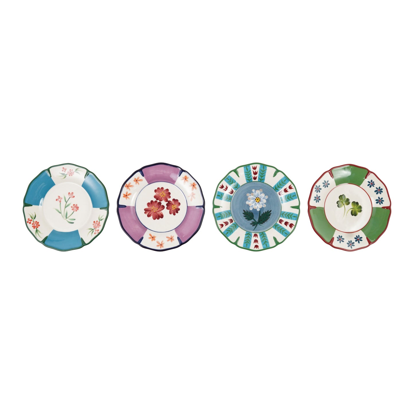 Hand-Painted Stoneware Scalloped Plate with Botanicals