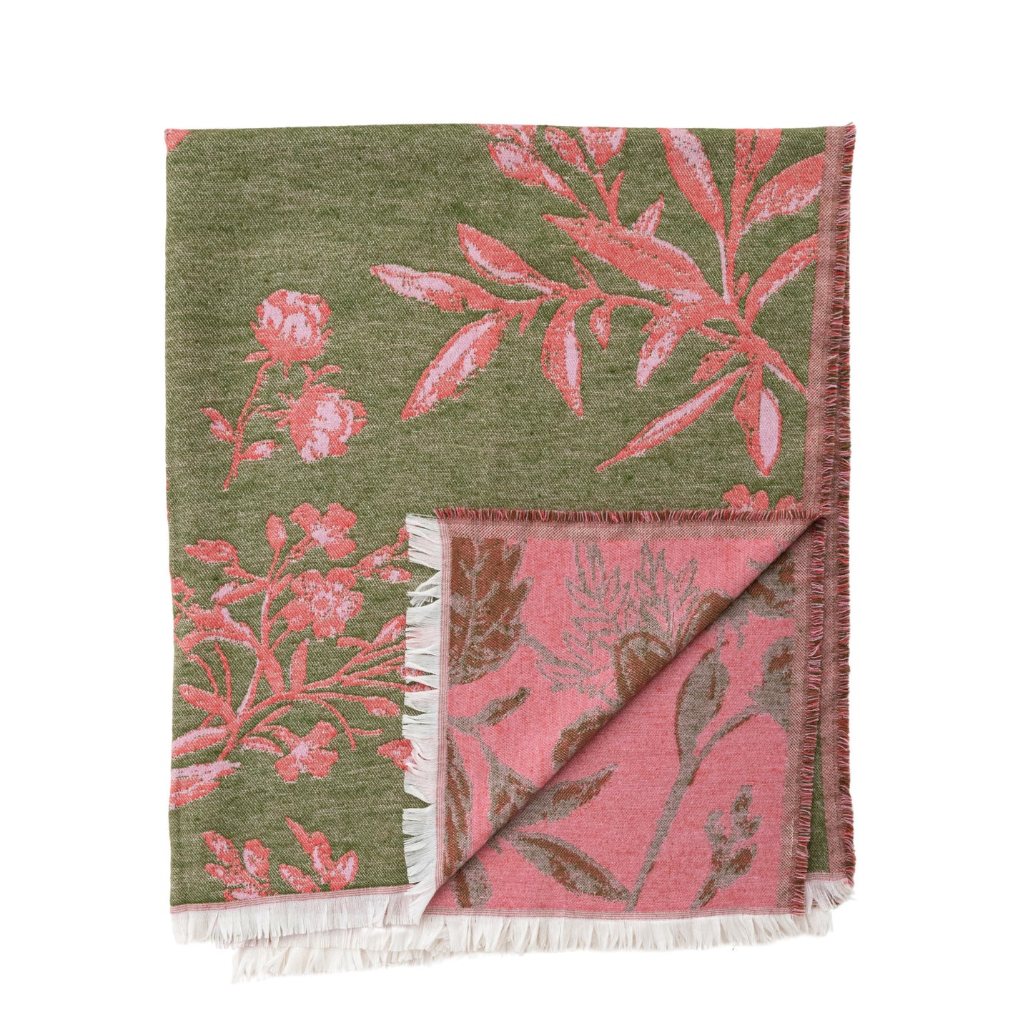 Woven Fabric & Acrylic Jacquard Throw with Fringe