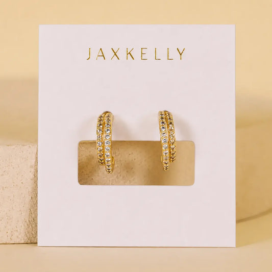 Double Champagne Hoop - Gold Earrings