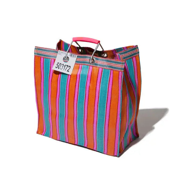 Square Recycled Plastic Stripe Bag