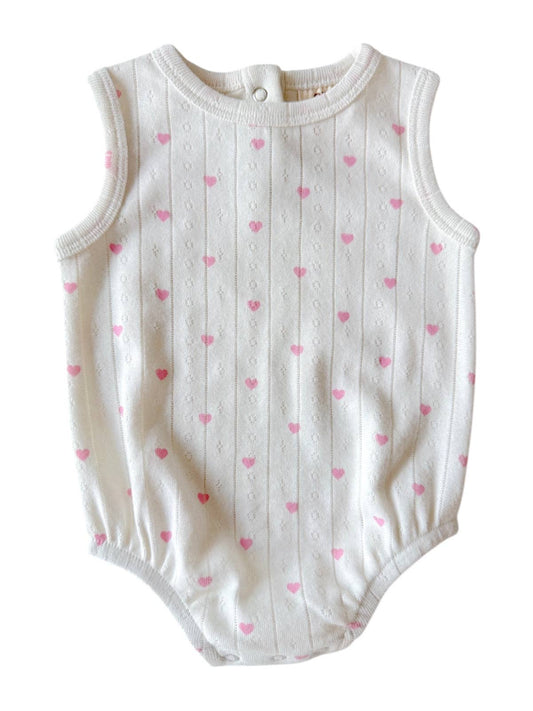 Pink Heart Organic Pointelle Dune Bubble