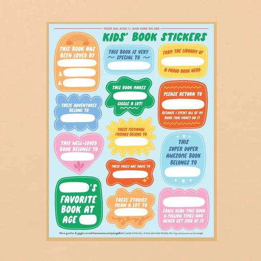 Kids Bookplate Sticker Sheet