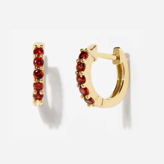 Pave Garnet Huggie Hoops