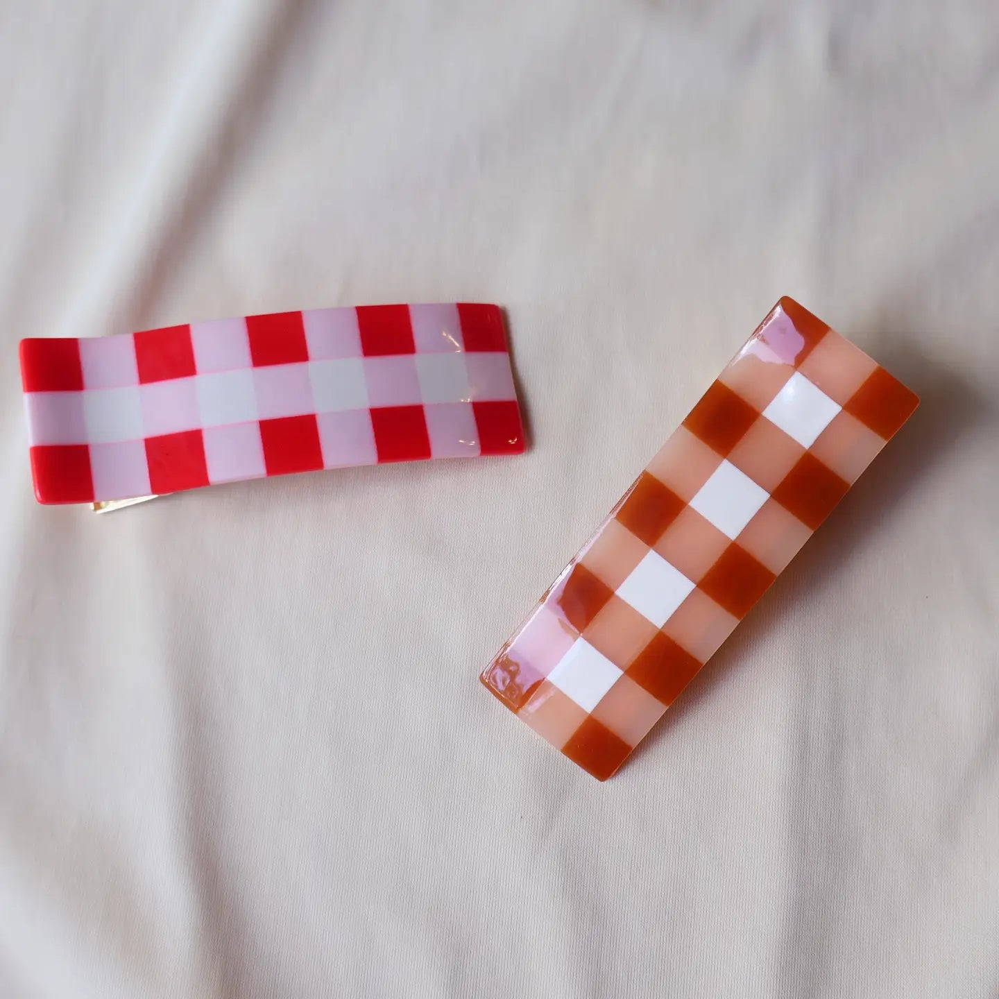Gingham Alligator Clip