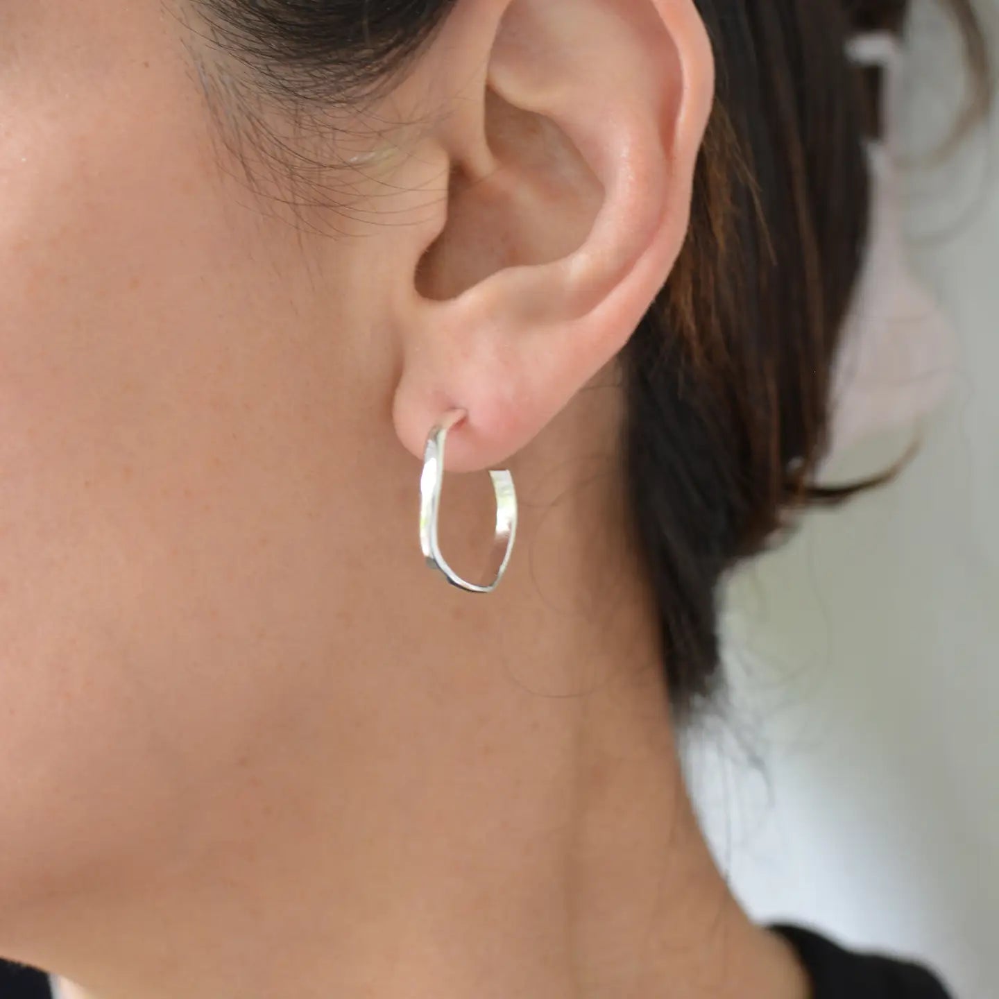 Silver Heli Hoops