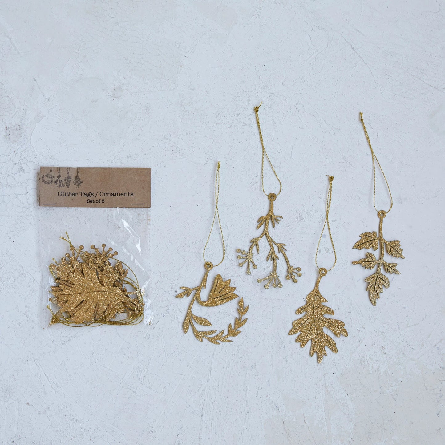Set of Gold Leaf Laser Cut Leaf Ornaments