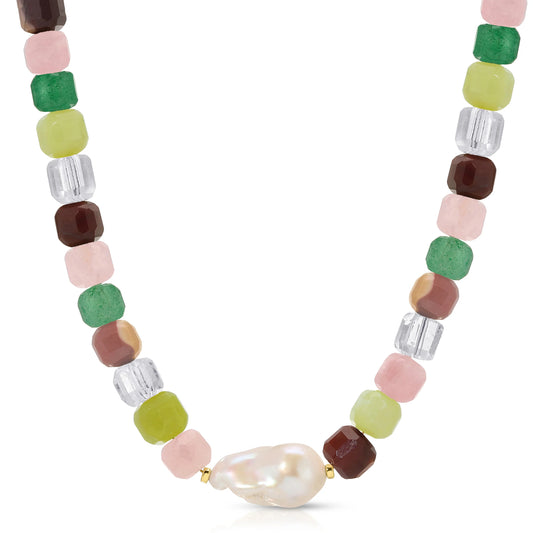Maris Mixed Quartz Baroque Pearl Necklace