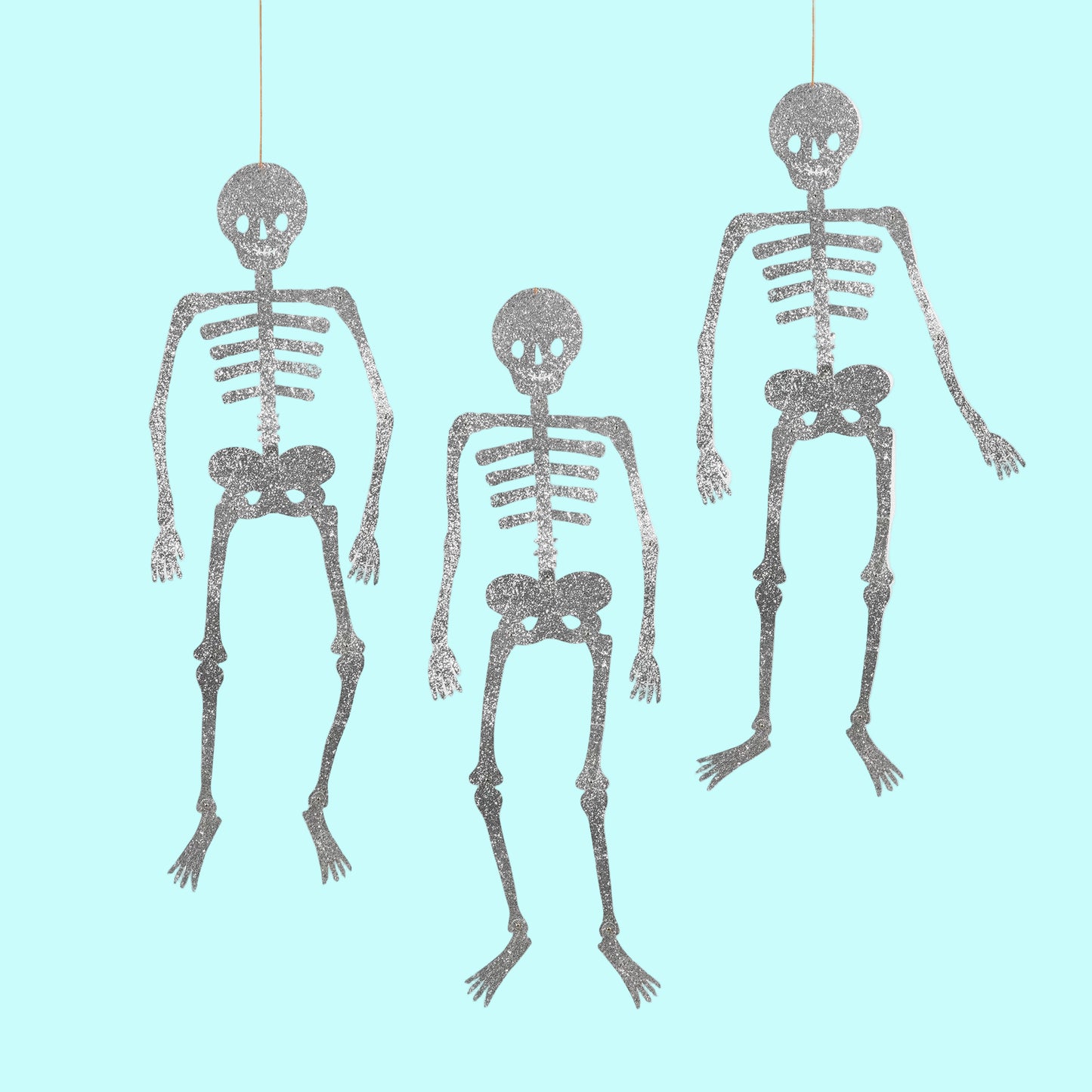 Halloween Giant Glitter Jointed Skeleton Decorations