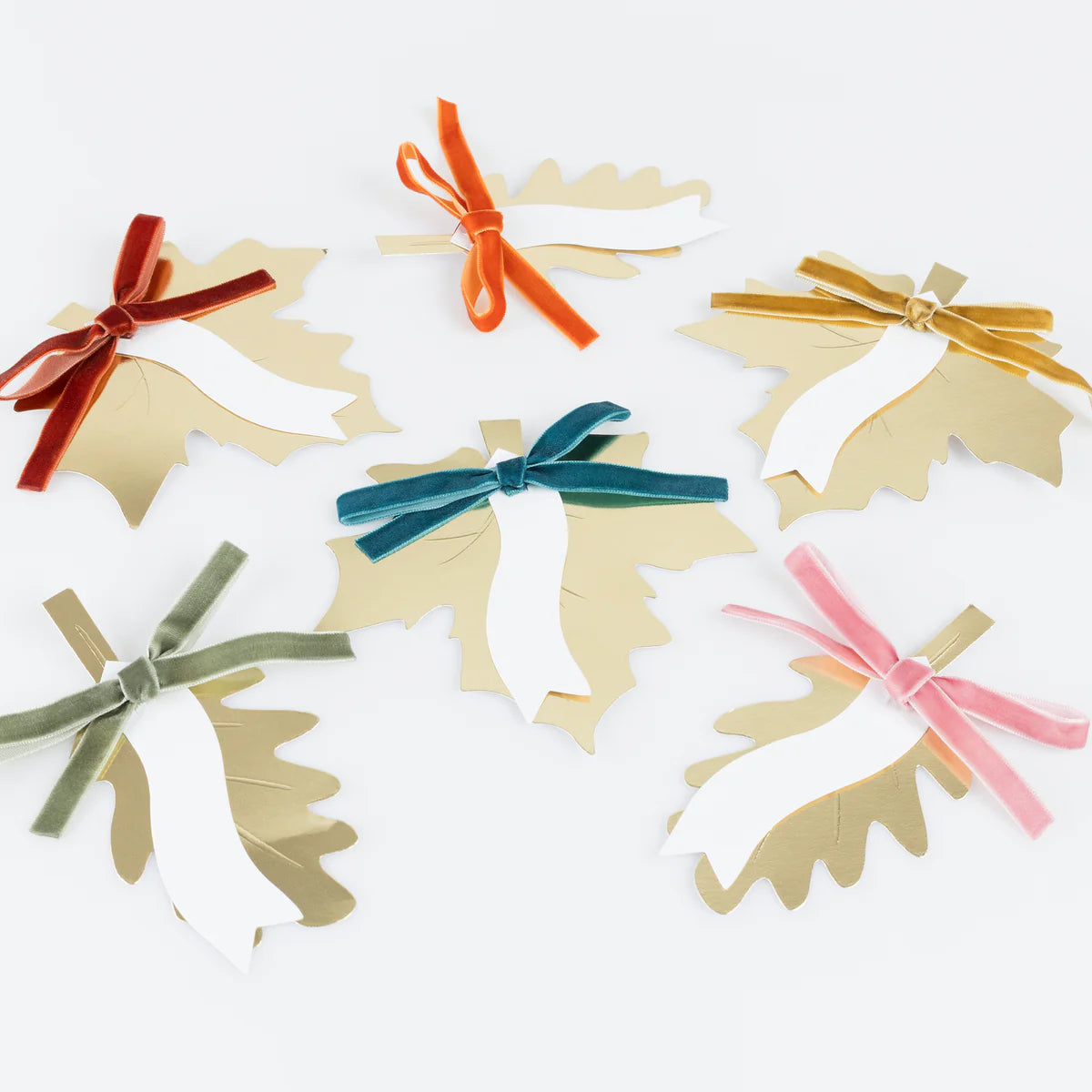 Gold Leaf Bow Place Card