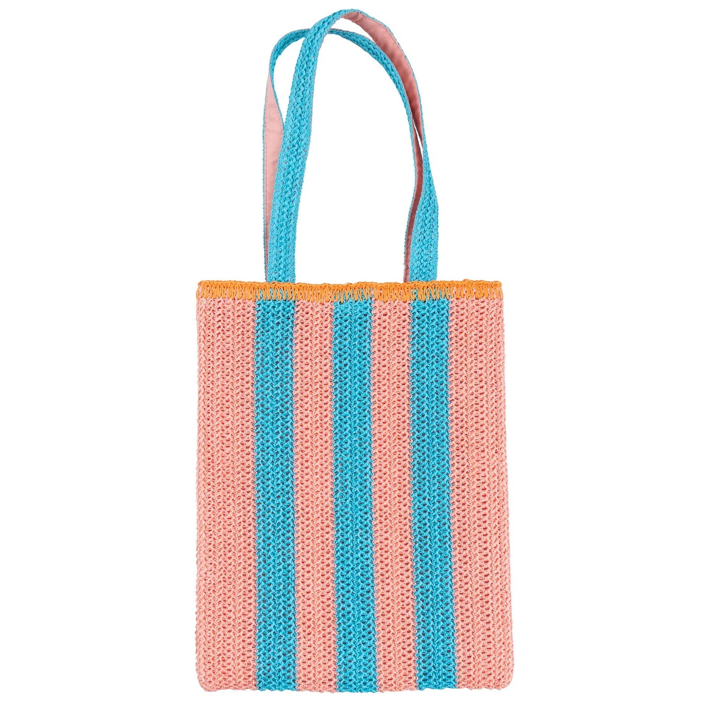 Striped Raffia Happy Tote Bag