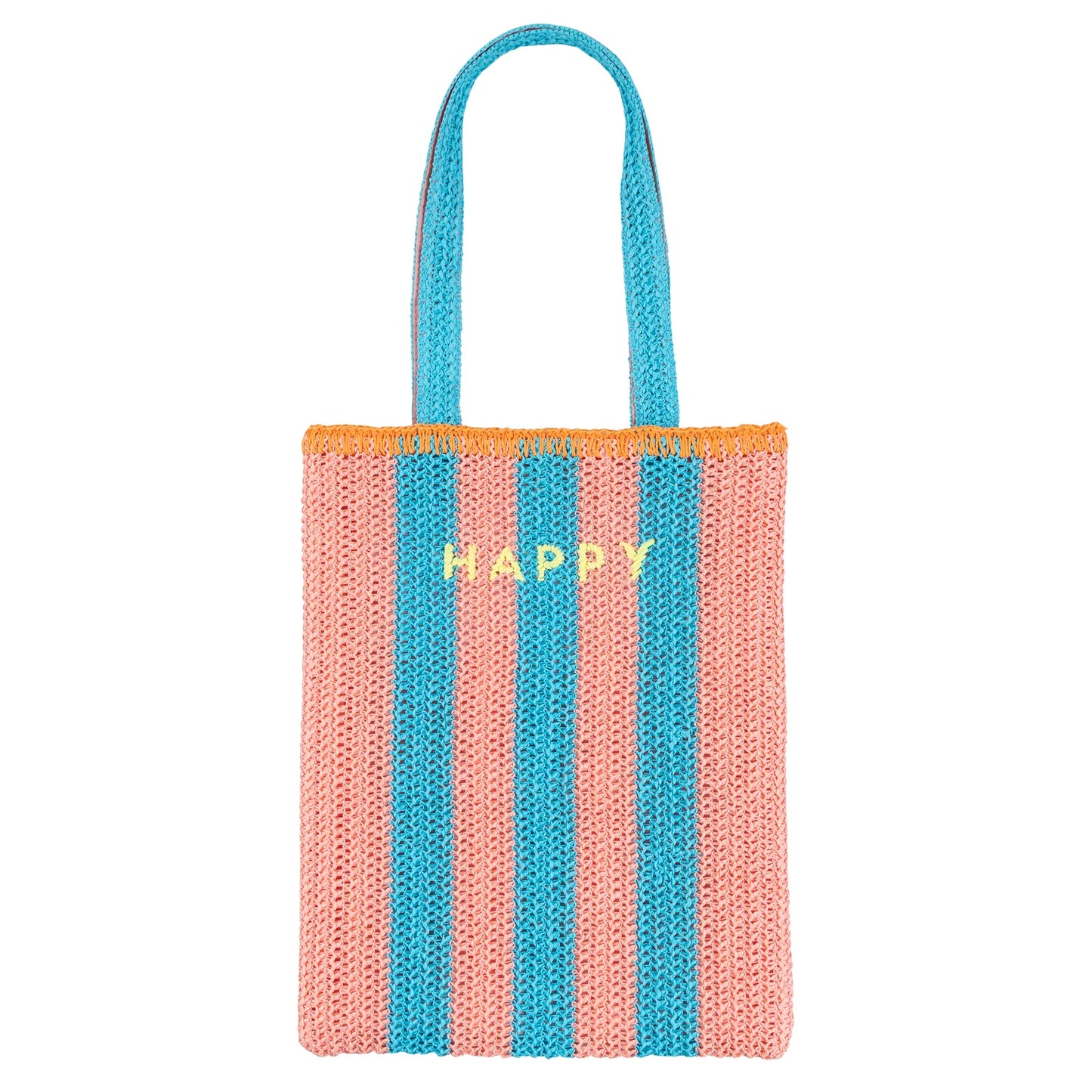 Striped Raffia Happy Tote Bag