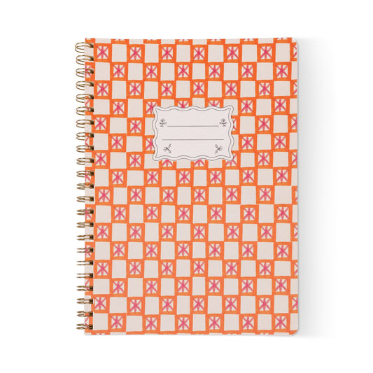 Large Orange Check Twinwire Notebook