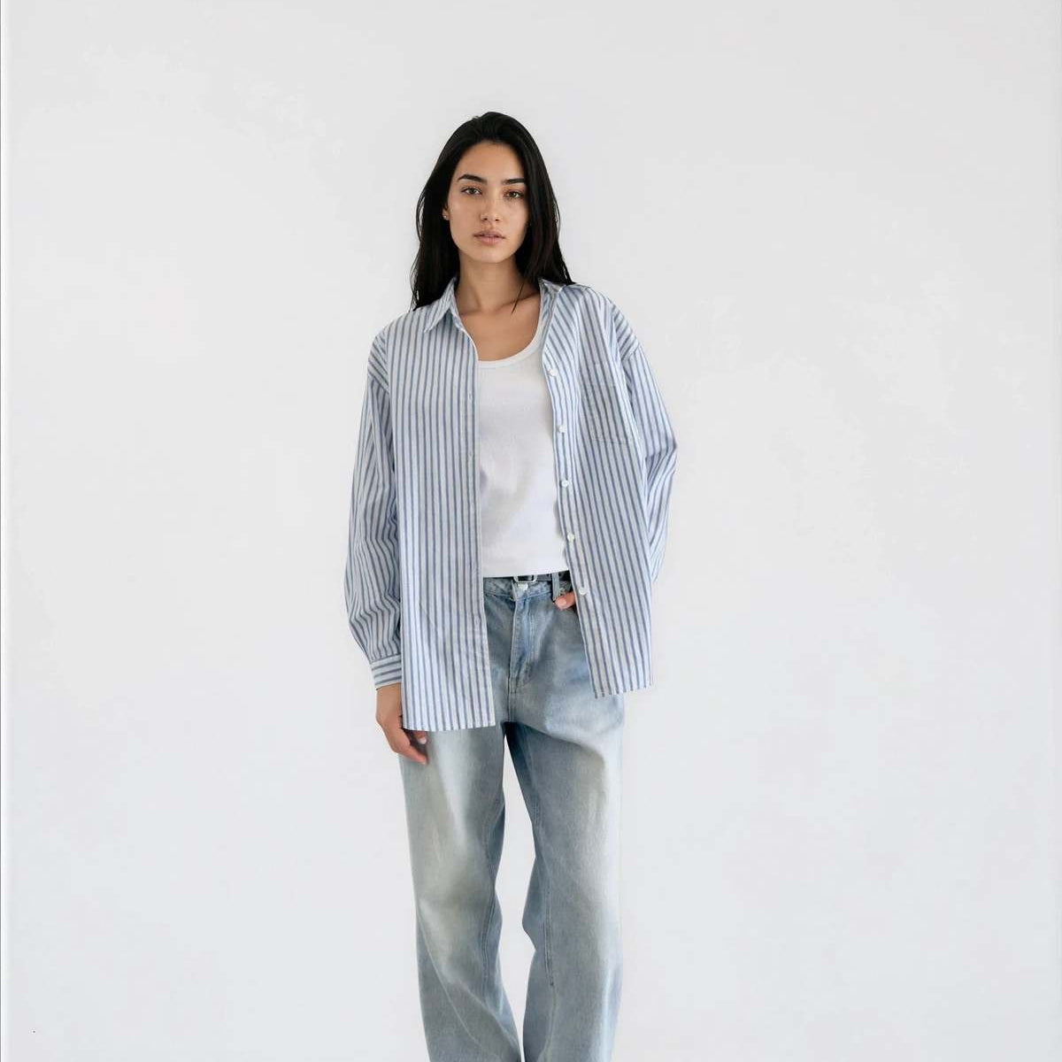 Oversized Stripe Button Down Shirt