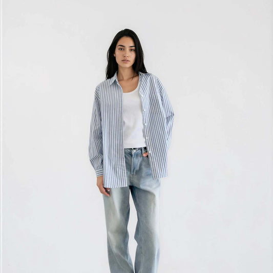 Oversized Stripe Button Down Shirt