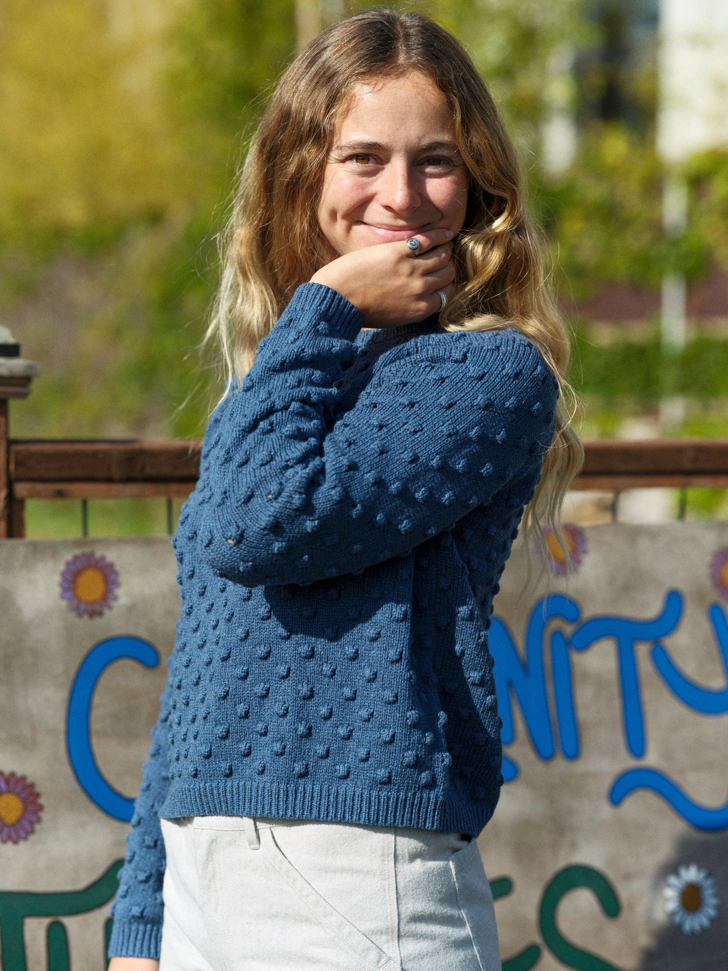 Denim Blue Pearl Sweater