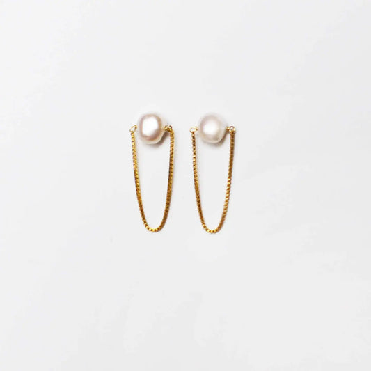 Pearl Chain Drop Earrings