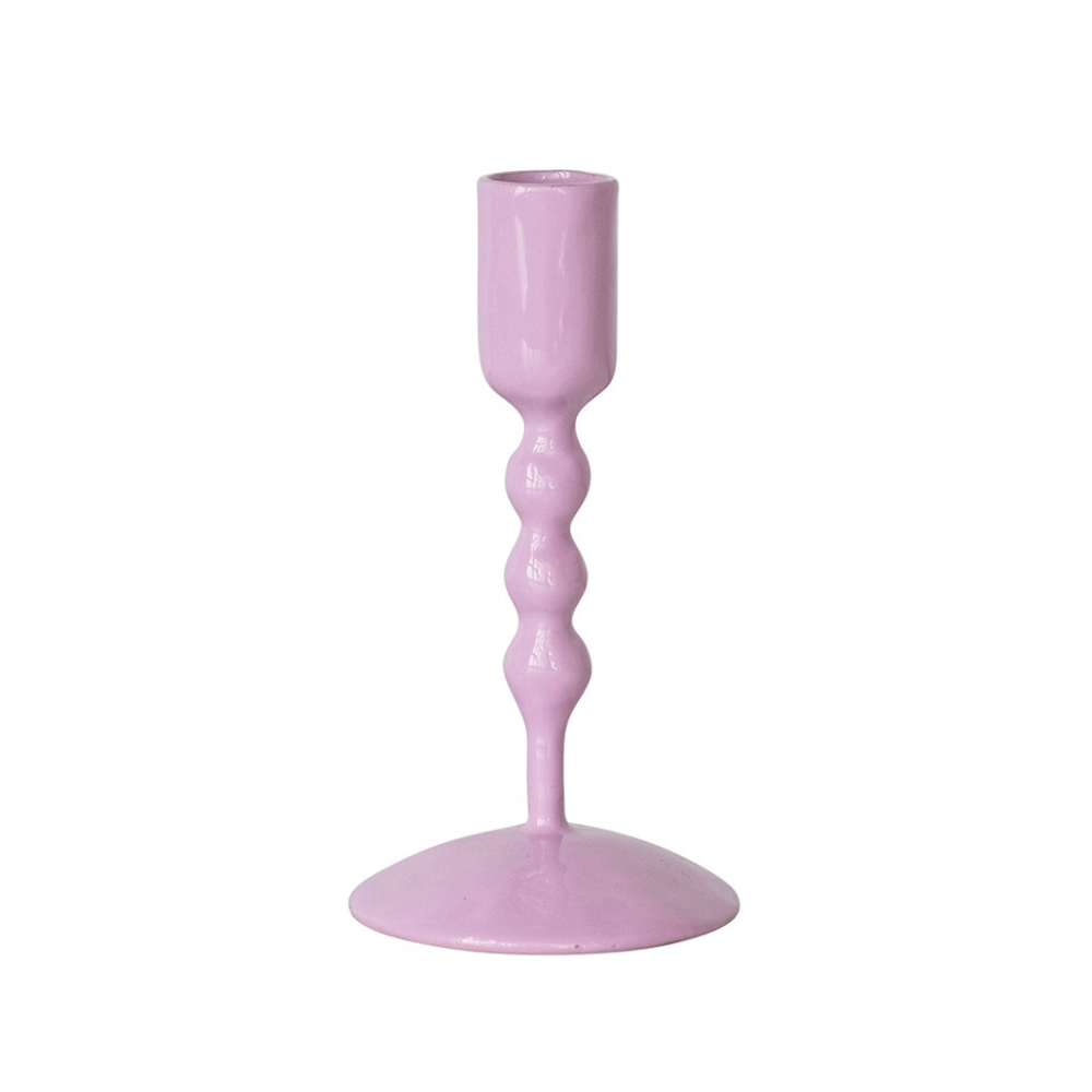 Enameled Metal Taper Candle Holder