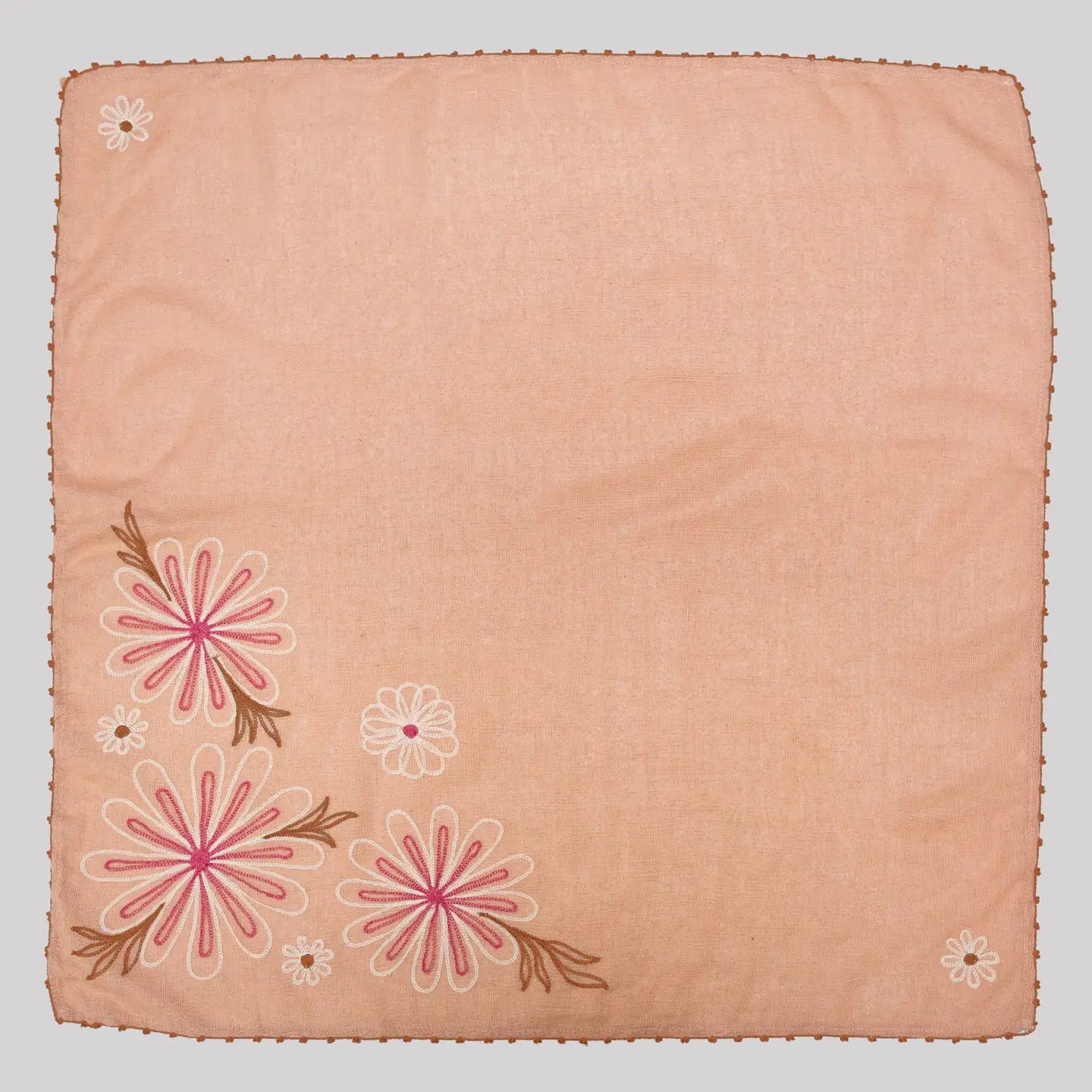 Embroidered Silk Noil Bandana