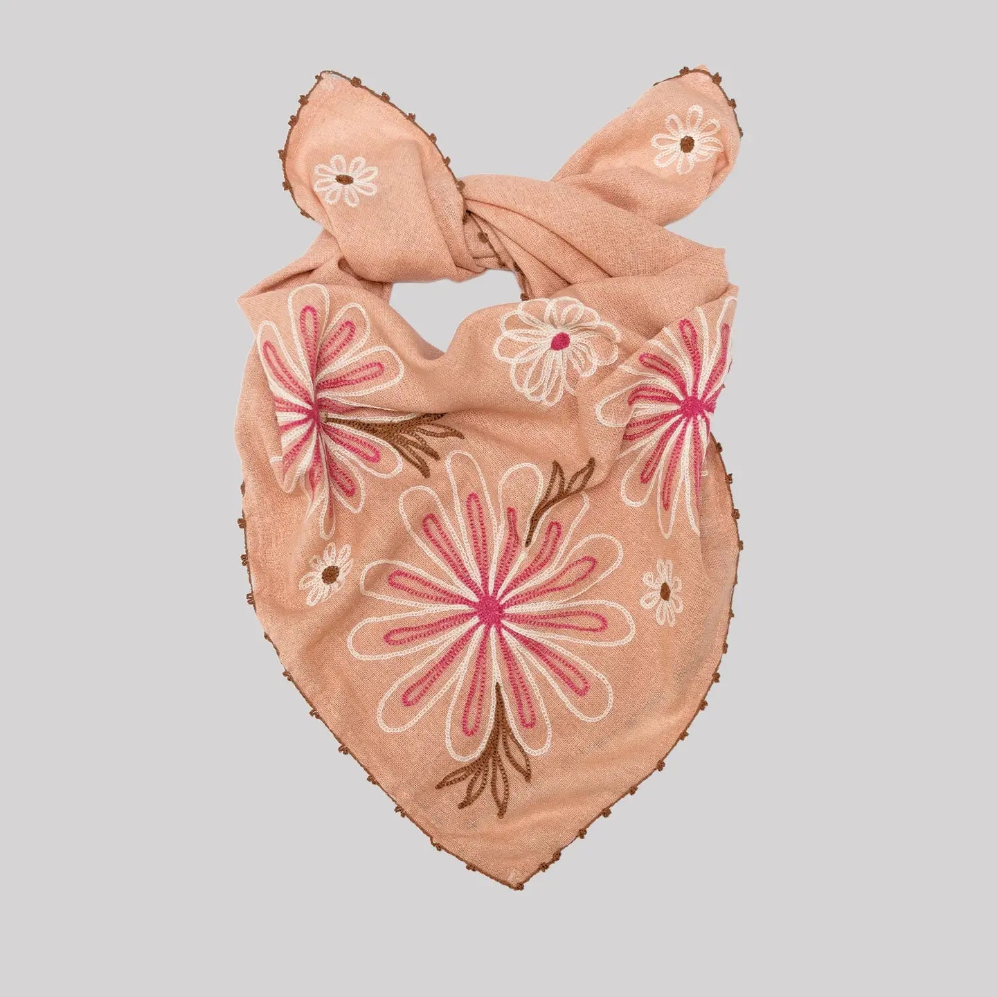 Embroidered Silk Noil Bandana