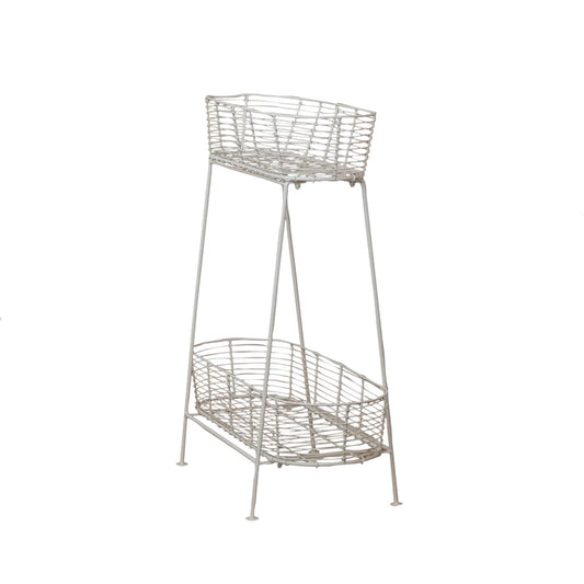 Metal Wire Two-Tier Plant Stand