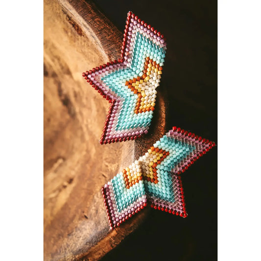 Beaded Handwoven Half Star Earrings