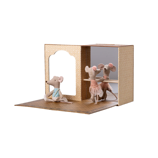 Ballet mice in dance studio, Little sister & brother