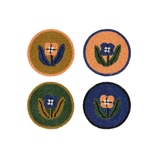 Beaded Coasters, Set of 4