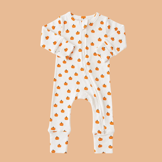 Pumpkin Organic Pointelle 2-Way Zip Romper