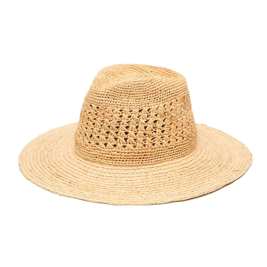 Hand Crocheted Raffia Fedora