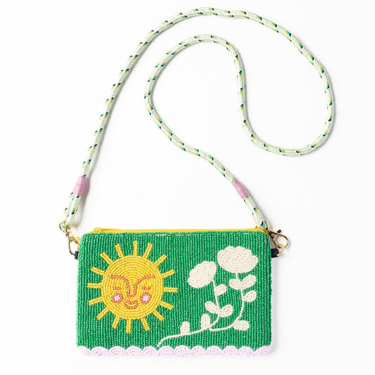 Leila Seed Bead Clutch With Strap