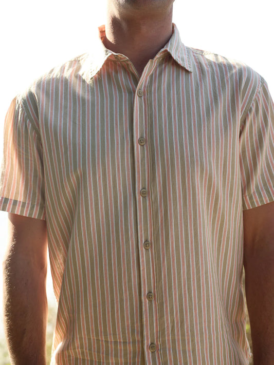 Summer Shirt, Tan and Red Stripe
