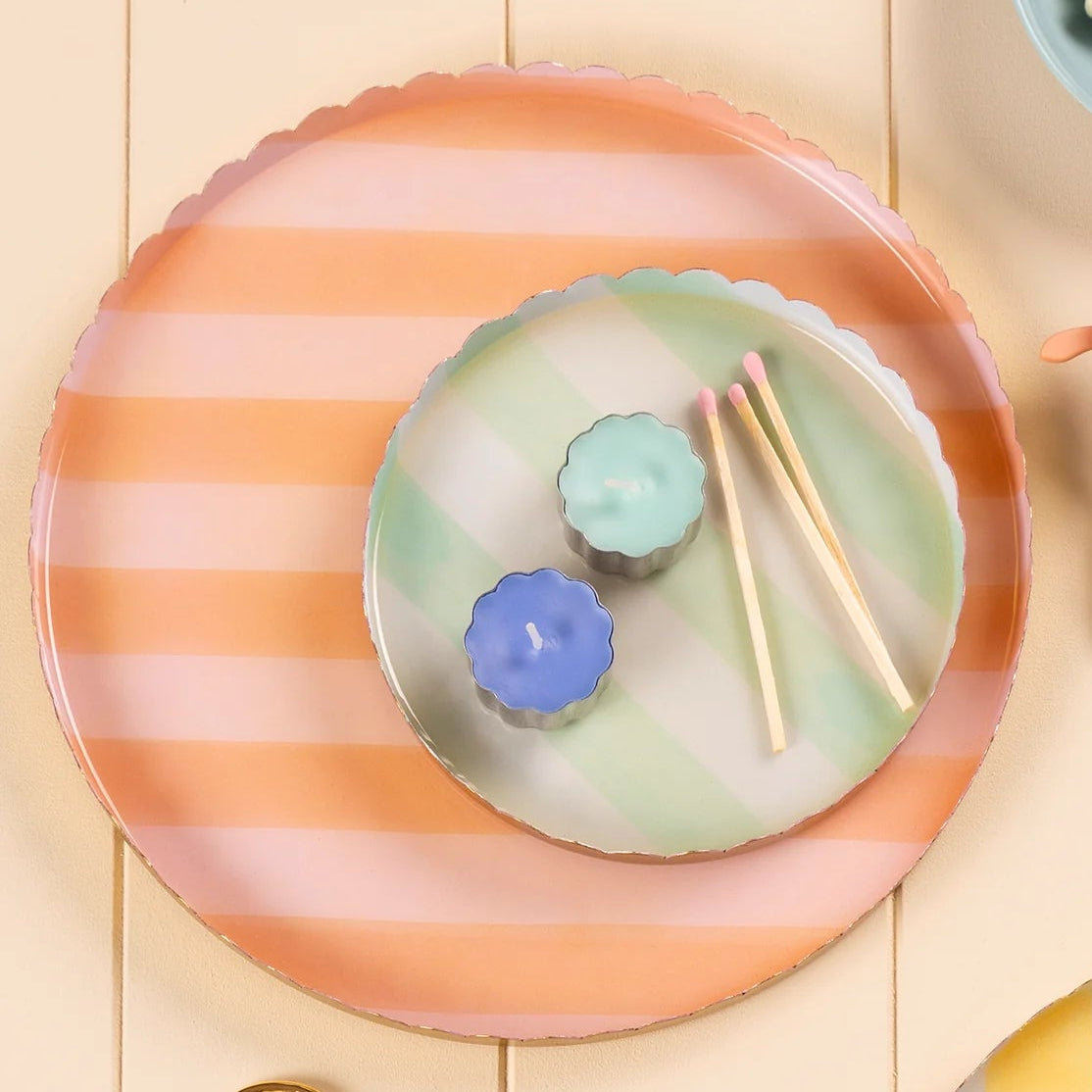 Metal Striped Accessory Tray