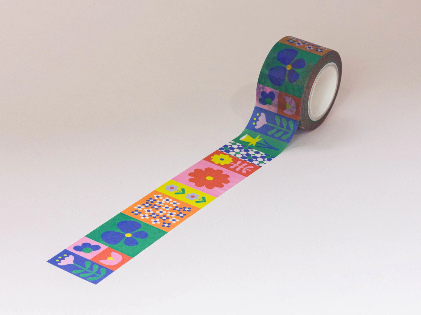 Colorblock Flowers Wide Washi Tape