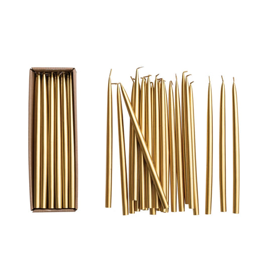 Gold Thin Taper Candles in Box